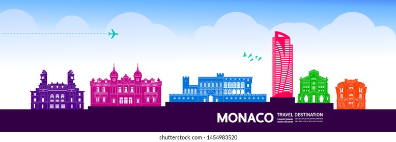 Monaco travel destination grand vector illustration.