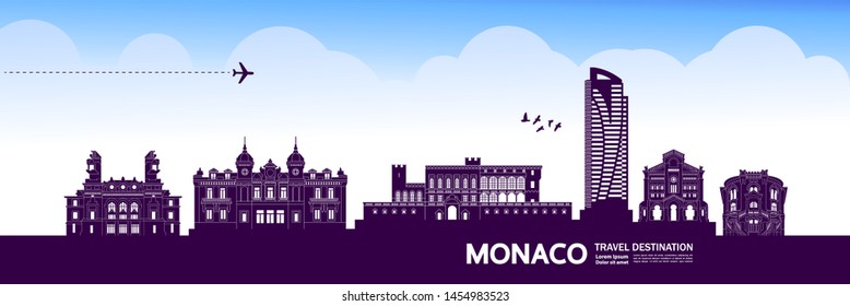 Monaco travel destination grand vector illustration.