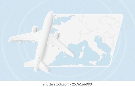 Monaco Travel Illustration with Plane and National Flag. Ideal for travel agencies, promotional materials, or geographic content related to Monaco.