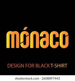 Monaco Typography T-Shirt Design with black background