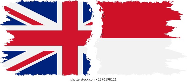Monaco and UK grunge flags connection, vector