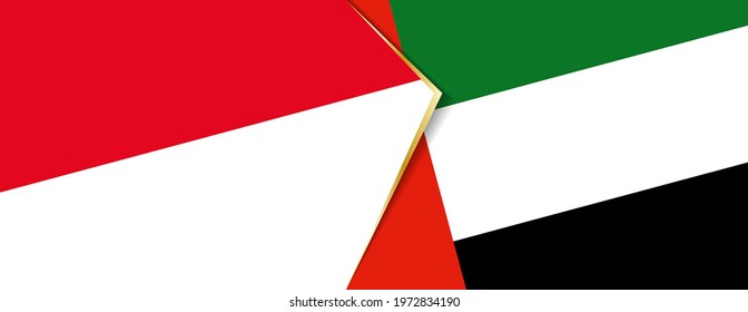 Monaco and United Arab Emirates flags, two vector flags symbol of relationship or confrontation.