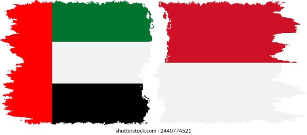 Monaco and United Arab Emirates grunge flags connection, vector