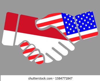 Monaco and USA flags Handshake vector
