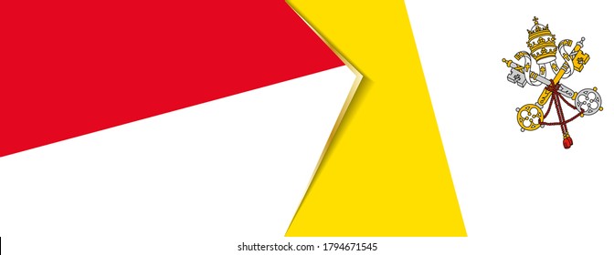 Monaco and Vatican City flags, two vector flags symbol of relationship or confrontation.