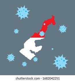 monaco vector graphics map and corona virus