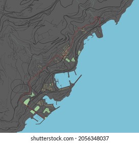 Monaco vector map with dark colors.