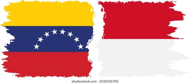 Monaco and Venezuela grunge flags connection, vector