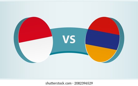 Monaco versus Armenia, team sports competition concept. Round flag of countries.