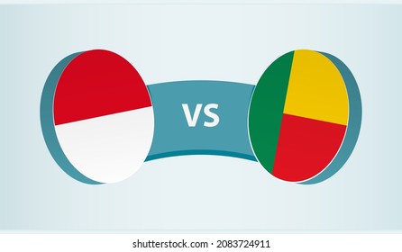 Monaco versus Benin, team sports competition concept. Round flag of countries.