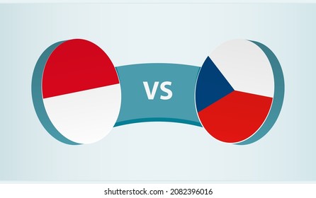 Monaco versus Czech Republic, team sports competition concept. Round flag of countries.