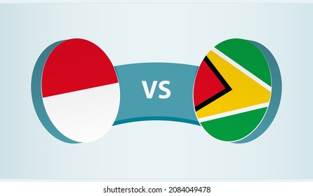 Monaco versus Guyana, team sports competition concept. Round flag of countries.