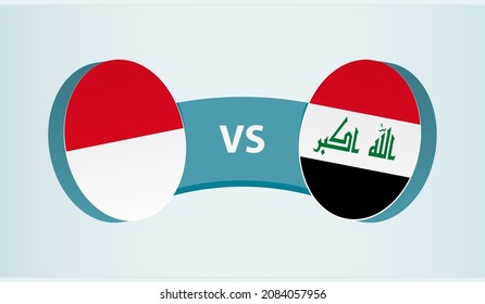 Monaco versus Iraq, team sports competition concept. Round flag of countries.