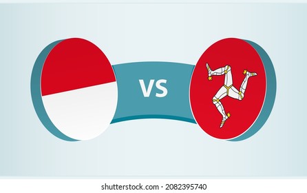 Mónaco versus Isla de Man, concepto de competición deportiva de equipo. Bandera redonda de países.