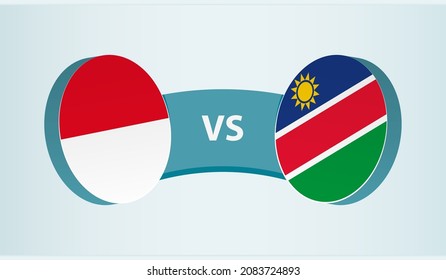 Monaco versus Namibia, team sports competition concept. Round flag of countries.