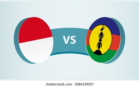 Monaco versus New Caledonia, team sports competition concept. Round flag of countries.