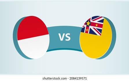 Monaco versus Niue, team sports competition concept. Round flag of countries.