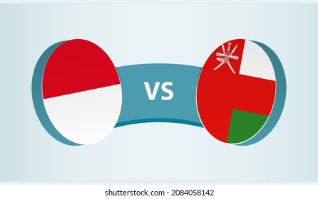 Monaco versus Oman, team sports competition concept. Round flag of countries.