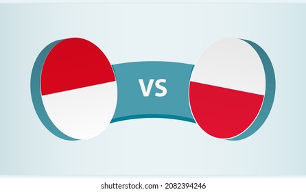 Monaco versus Poland, team sports competition concept. Round flag of countries.