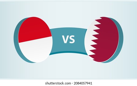 Monaco versus Qatar, team sports competition concept. Round flag of countries.