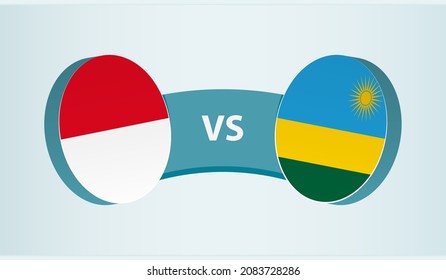 Monaco versus Rwanda, team sports competition concept. Round flag of countries.