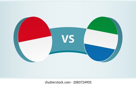 Monaco versus Sierra Leone, team sports competition concept. Round flag of countries.