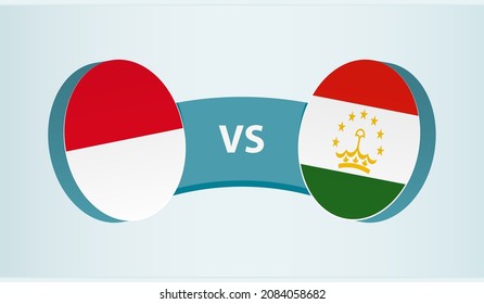 Monaco versus Tajikistan, team sports competition concept. Round flag of countries.