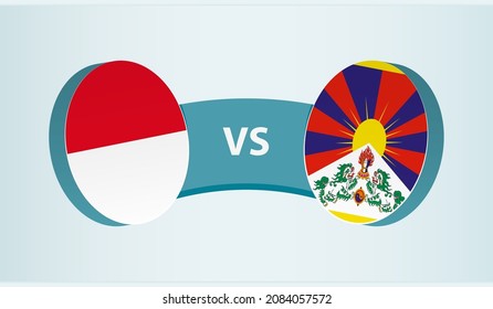 Monaco versus Tibet, team sports competition concept. Round flag of countries.