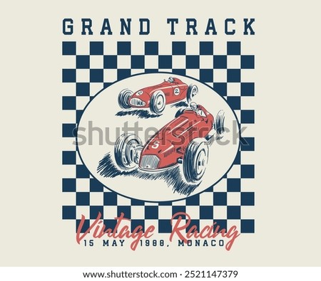 Monaco vintage classic racing vector design, Racing vintage car with typography, Retro vintage racing graphic art for t shirt, sticker, poster