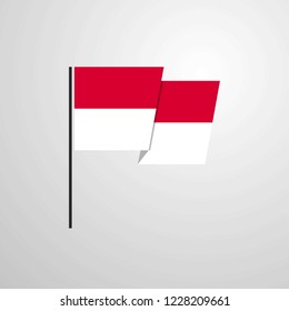 Monaco waving Flag design vector