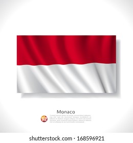 Monaco waving flag isolated against white background, vector illustration 