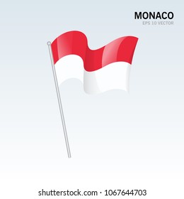 Monaco waving flag isolated on gray background