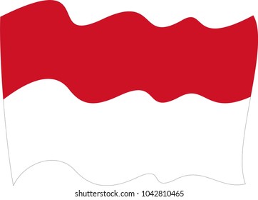 Monaco waving flag vector illustration. Vector 3d icon isolated on white background-Monaco abstract wave flag vector background