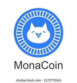 Monacoin Blockchain Cryptocurrency. Vector icon.  White background. Flat design.