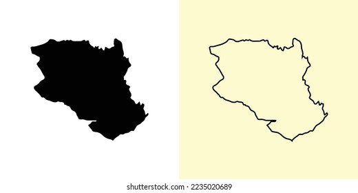 Monagas map, Venezuela, Americas. Filled and outline map designs. Vector illustration