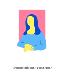 Monalisa flat colors illustration vector