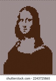 Monalisa knit textured pattern table eps 10 vector portrait vintage loop 