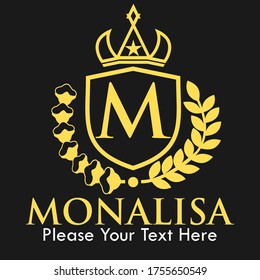 Monalisa logo design template illustration. suitable for boutique, fashion, branding, luxury, restaurant, jewellery, you can change letter M and color or size

