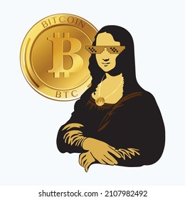 Monalisa NFT crypto bitcoin vector character design. Illustrator EPS 10