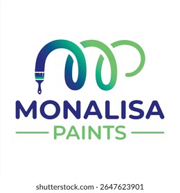 Monalisa Paints Logo Featuring a Brushstroke Design, Creating a Playful and Artistic Representation of Painting Services and Color Expertise