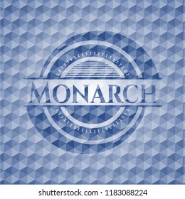 Monarch blue hexagon emblem.