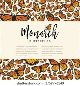 Monarch Butterflies from Angangueo, Michoacán; México and Canada Composition – Copy Space