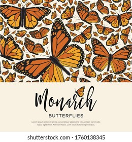 Monarch Butterflies from Angangueo, Michoacán; México and Canada Composition – Copy Space