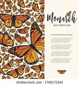 Monarch Butterflies from Angangueo, Michoacán; México and Canada Composition – Copy Space