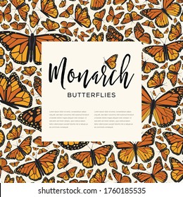 Monarch Butterflies from Angangueo, Michoacán; México and Canada Composition – Copy Space