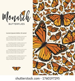 Monarch Butterflies from Angangueo, Michoacán; México and Canada Composition – Copy Space