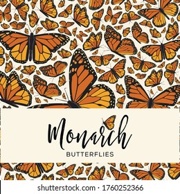 Monarch Butterflies from Angangueo, Michoacán; México and Canada Composition – Copy Space