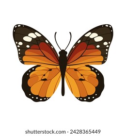 Mariposa Monarca con hermosas alas ornamentales. Ilustración vectorial.