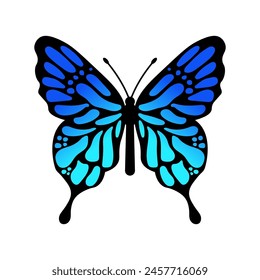 Monarch butterfly in blue color vector design on white background