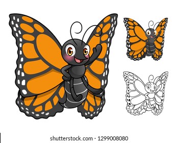 Monarch Butterfly Cartoon Character Design Vector Illustration